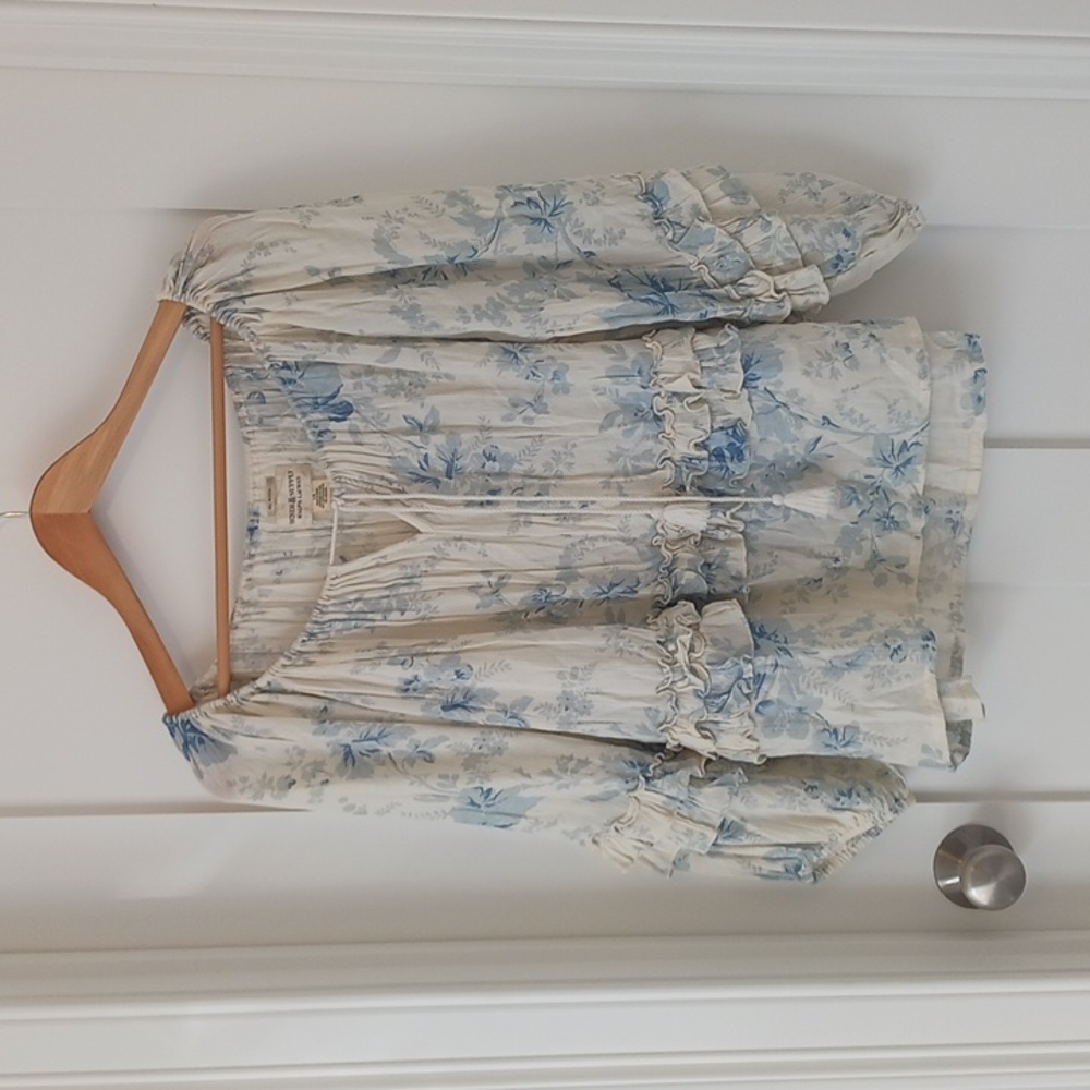 Ralph Lauren blue  boho peasant top size L